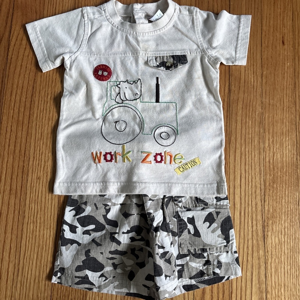Toddler Boys Shorts Set FISHER PRICE Woodland Camo Farming SHORTS Elastic 24 Mth - Picture 1 of 7